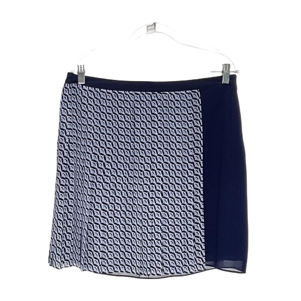 Armani Exchange Pleated Blue Diamond and Triangle Skirt Sz. 10